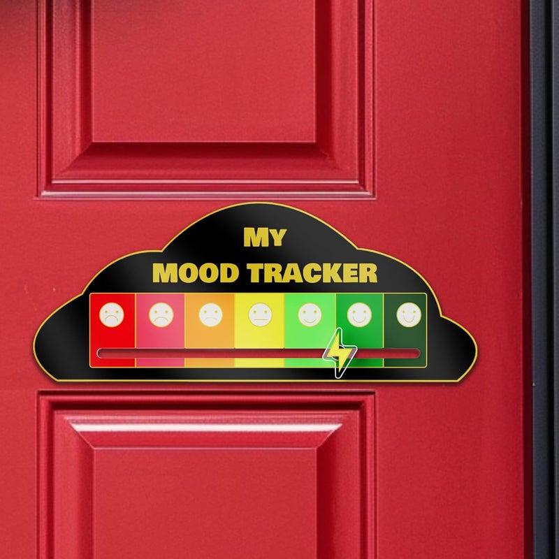 LRITER Acrylic Mood Door Sign for Creative Home Decor, 7 Emotion Expressions, Decorative Wall Art for Home and Office. (Mood Door Sign Black) - Image 1